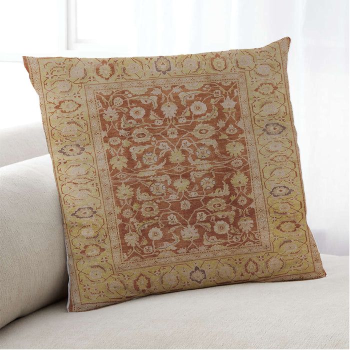 Lifestyle Image of Mid-Century Modern Urban Square Mahogany Brown Throw Pillow, 18 inch by 18 inch, pwurb548