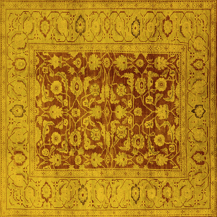 Square Machine Washable Oriental Yellow Industrial Rug, wshurb548yw