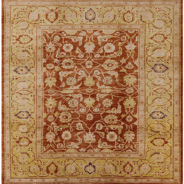 Square Mid-Century Modern Mahogany Brown Oriental Rug, urb548