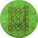 Round Oriental Green Industrial Rug, urb548grn