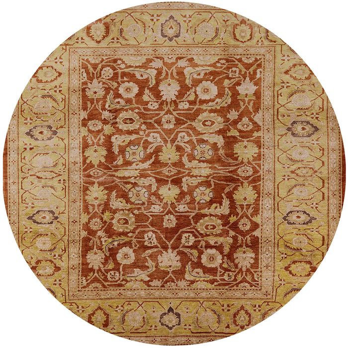 Round Machine Washable Industrial Modern Mahogany Brown Rug, wshurb548