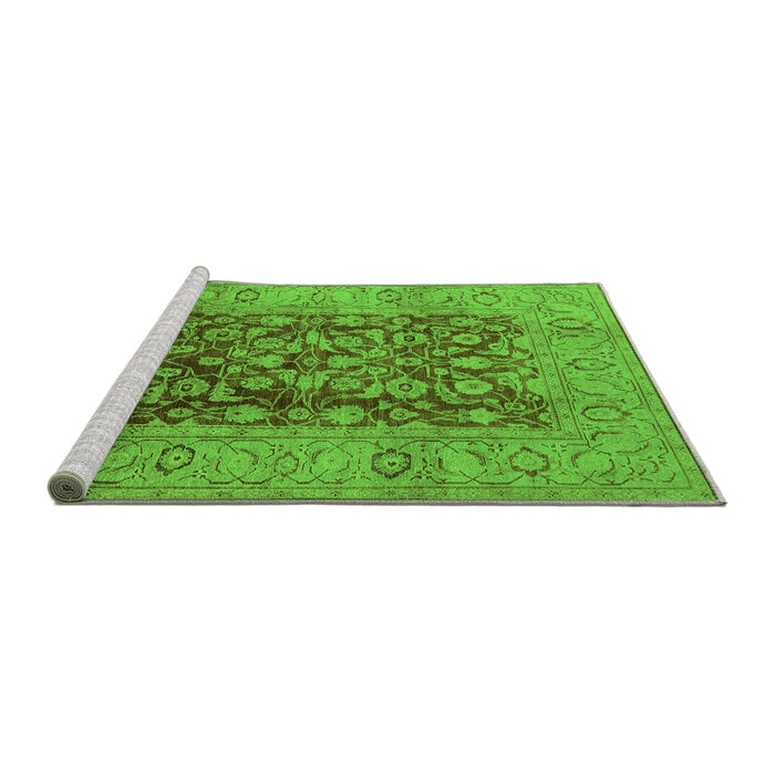 Sideview of Machine Washable Oriental Green Industrial Area Rugs, wshurb548grn