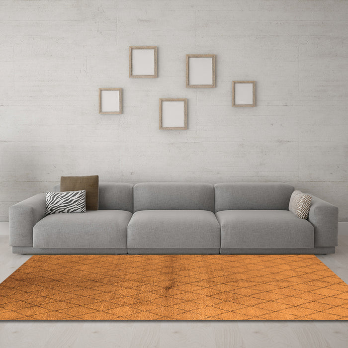 Machine Washable Oriental Orange Industrial Area Rugs in a Living Room, wshurb549org