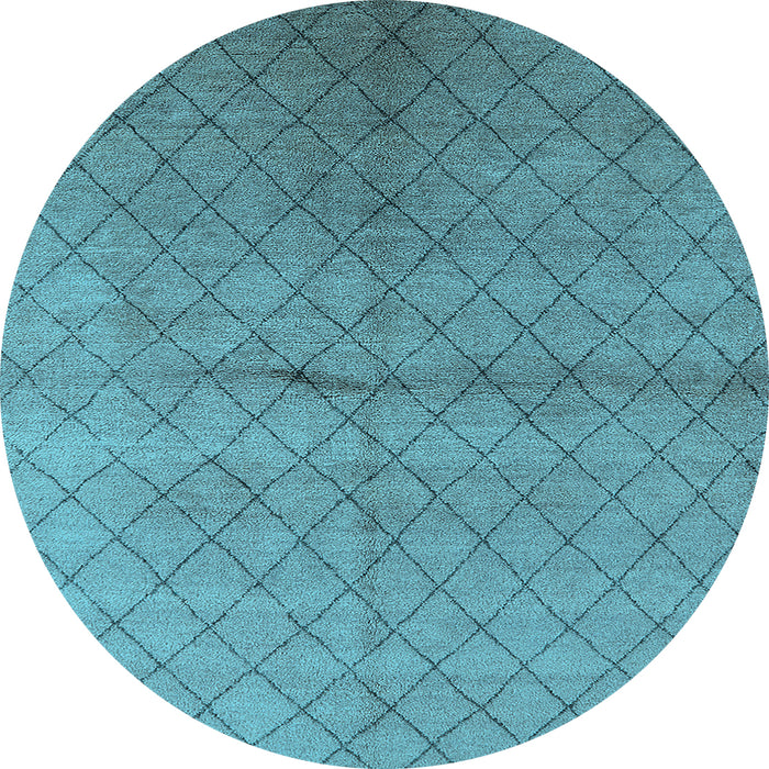 Round Machine Washable Oriental Light Blue Industrial Rug, wshurb549lblu