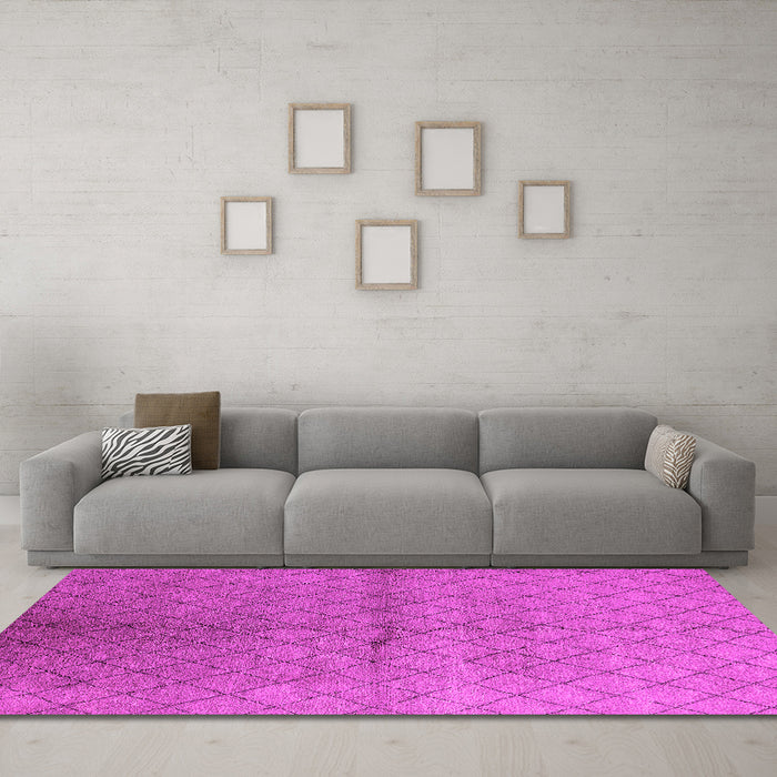 Machine Washable Oriental Pink Industrial Rug in a Living Room, wshurb549pnk