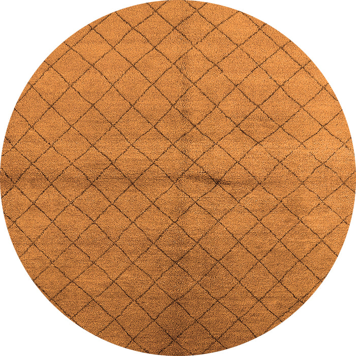 Round Machine Washable Oriental Orange Industrial Area Rugs, wshurb549org