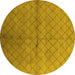 Round Machine Washable Oriental Yellow Industrial Rug, wshurb549yw