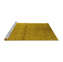 Sideview of Machine Washable Oriental Yellow Industrial Rug, wshurb549yw