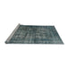 Sideview of Machine Washable Industrial Modern Blue Moss Green Rug, wshurb550