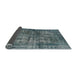 Sideview of Mid-Century Modern Blue Moss Green Oriental Rug, urb550