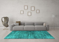 Machine Washable Oriental Turquoise Industrial Rug, wshurb550turq