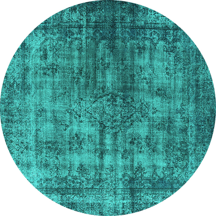 Round Oriental Turquoise Industrial Rug, urb550turq