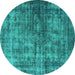 Round Oriental Turquoise Industrial Rug, urb550turq