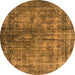 Round Machine Washable Oriental Orange Industrial Area Rugs, wshurb550org