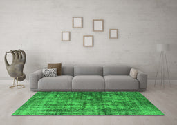 Machine Washable Oriental Green Industrial Area Rugs in a Living Room,, wshurb550grn