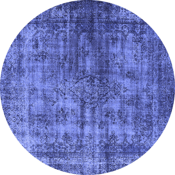 Round Oriental Blue Industrial Rug, urb550blu