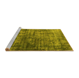 Sideview of Machine Washable Oriental Yellow Industrial Rug, wshurb550yw