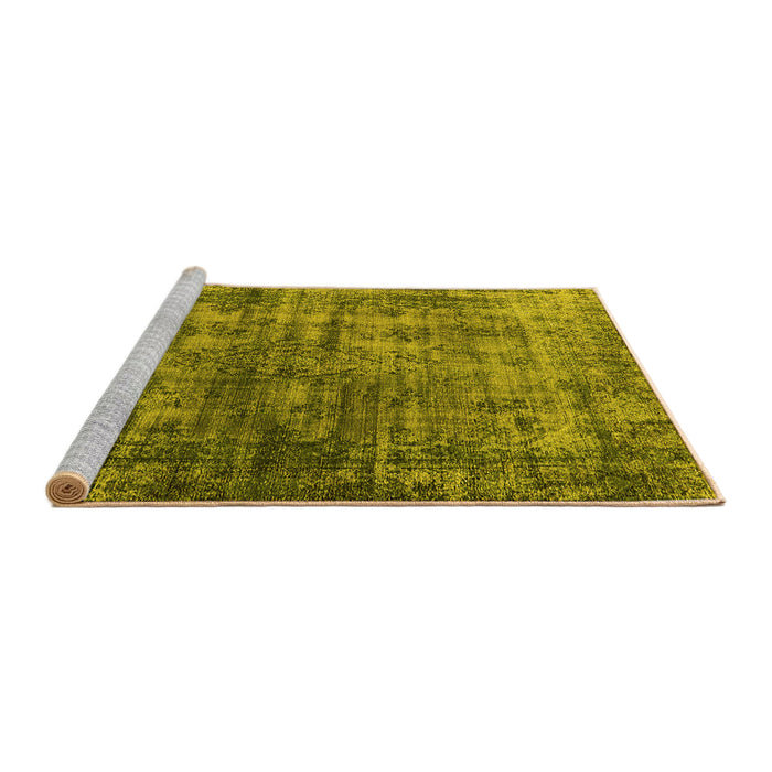 Sideview of Machine Washable Oriental Yellow Industrial Rug, wshurb550yw
