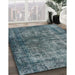 Mid-Century Modern Blue Moss Green Oriental Rug in Family Room, urb550