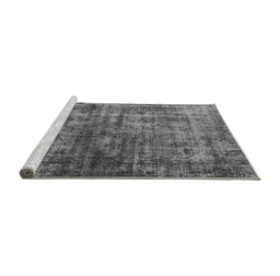 Sideview of Machine Washable Oriental Gray Industrial Rug, wshurb550gry