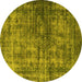 Round Oriental Yellow Industrial Rug, urb550yw