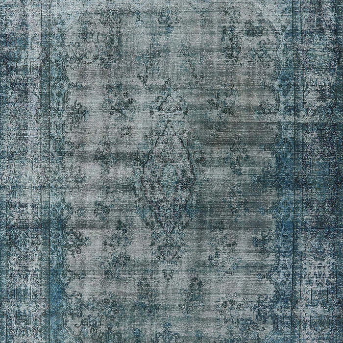 Mid-Century Modern Blue Moss Green Oriental Rug, urb550