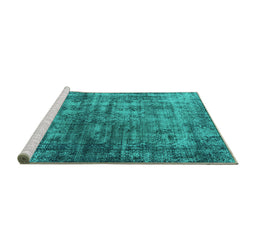 Sideview of Machine Washable Oriental Turquoise Industrial Area Rugs, wshurb550turq