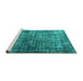 Sideview of Machine Washable Oriental Turquoise Industrial Area Rugs, wshurb550turq