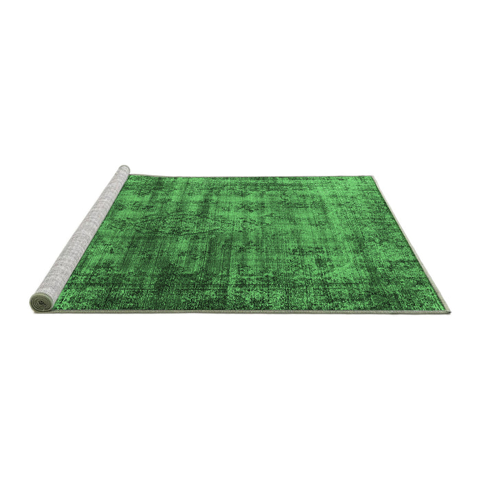 Sideview of Machine Washable Oriental Emerald Green Industrial Area Rugs, wshurb550emgrn