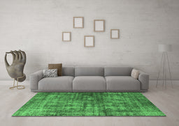 Machine Washable Oriental Emerald Green Industrial Area Rugs in a Living Room,, wshurb550emgrn