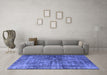 Machine Washable Oriental Blue Industrial Rug in a Living Room, wshurb550blu