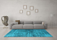 Machine Washable Oriental Light Blue Industrial Rug, wshurb550lblu