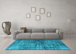 Machine Washable Oriental Light Blue Industrial Rug in a Living Room, wshurb550lblu