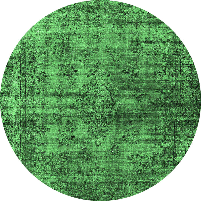 Round Oriental Emerald Green Industrial Rug, urb550emgrn