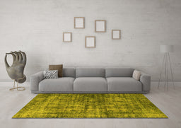 Machine Washable Oriental Yellow Industrial Rug in a Living Room, wshurb550yw