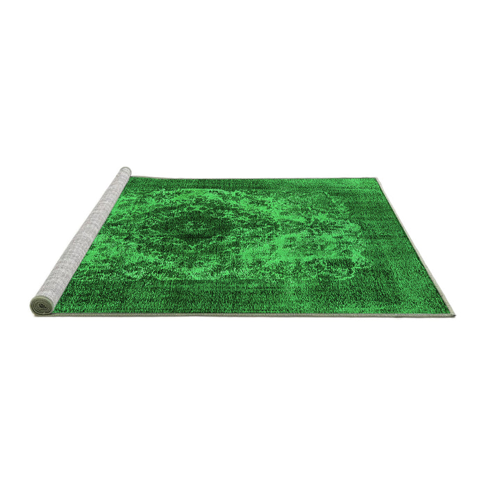 Sideview of Machine Washable Oriental Green Industrial Area Rugs, wshurb551grn