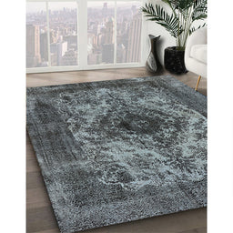 Mid-Century Modern Light Black Oriental Rug in Family Room, urb551