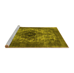 Sideview of Machine Washable Oriental Yellow Industrial Rug, wshurb551yw