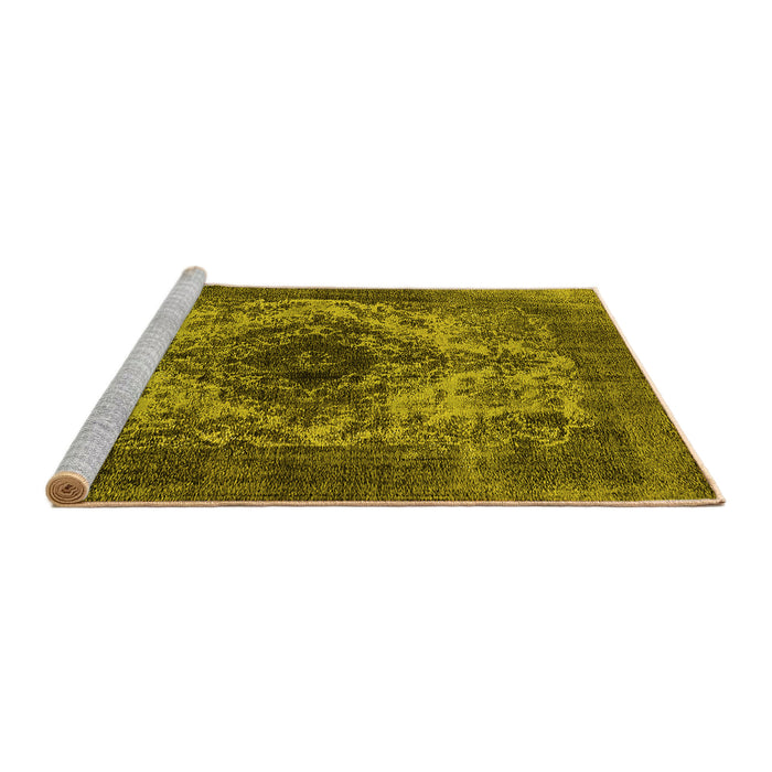 Sideview of Machine Washable Oriental Yellow Industrial Rug, wshurb551yw