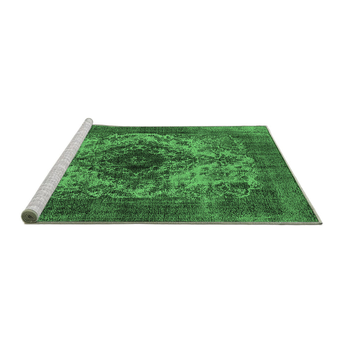 Sideview of Machine Washable Oriental Emerald Green Industrial Area Rugs, wshurb551emgrn