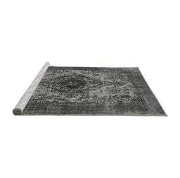 Sideview of Machine Washable Oriental Gray Industrial Rug, wshurb551gry