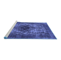 Sideview of Machine Washable Oriental Blue Industrial Rug, wshurb551blu
