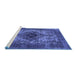 Sideview of Machine Washable Oriental Blue Industrial Rug, wshurb551blu