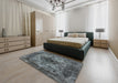 Mid-Century Modern Light Black Oriental Rug in a Bedroom, urb551