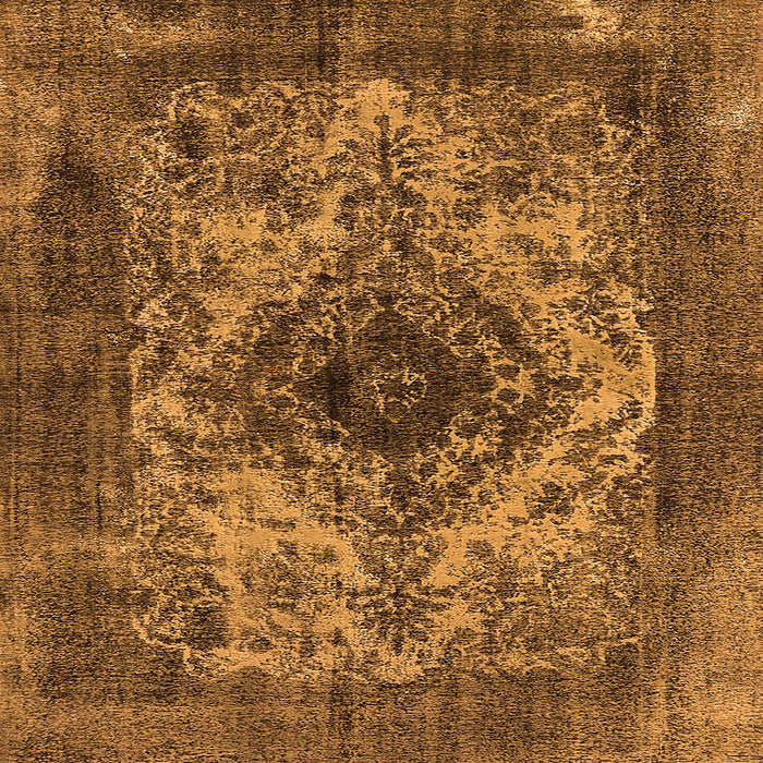 Square Machine Washable Oriental Orange Industrial Area Rugs, wshurb551org