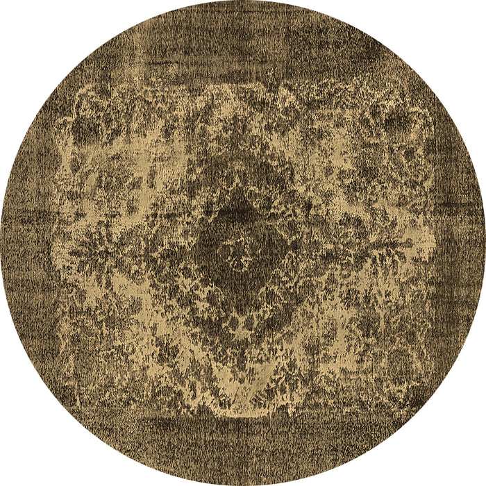 Round Oriental Brown Industrial Rug, urb551brn