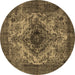 Round Oriental Brown Industrial Rug, urb551brn