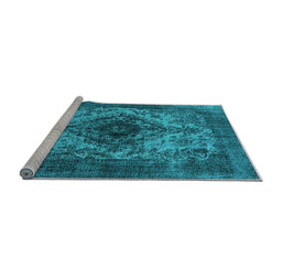Sideview of Machine Washable Oriental Light Blue Industrial Rug, wshurb551lblu