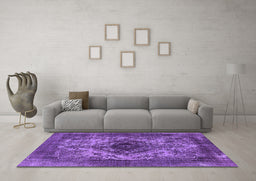 Machine Washable Oriental Purple Industrial Area Rugs in a Living Room, wshurb551pur