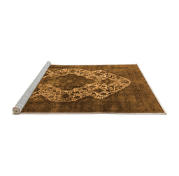 Sideview of Machine Washable Oriental Orange Industrial Area Rugs, wshurb552org
